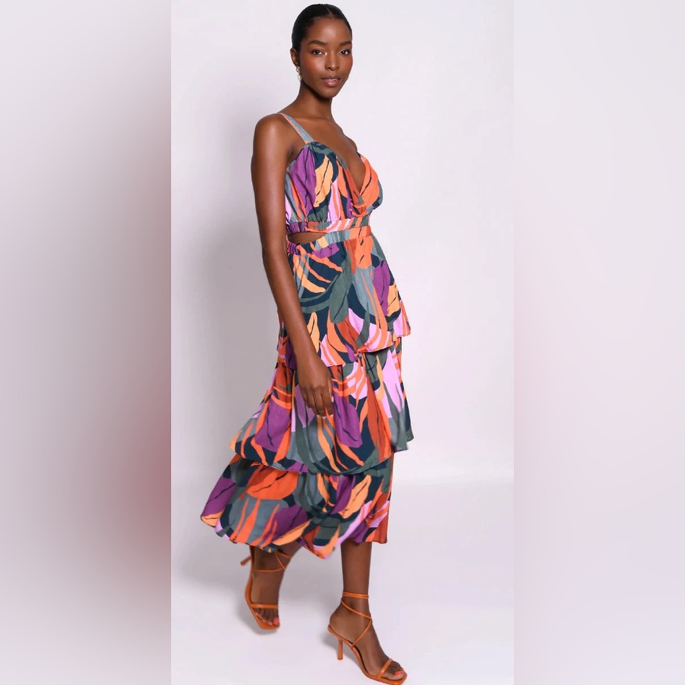 HUTCH Aisha Dress - Multi Banana Leave Tropical - XS